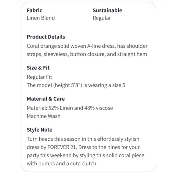 Forever 21 Womens Dress Sz M Coral Orange Button Front Mini Linen Blend Strappy - Picture 14 of 16